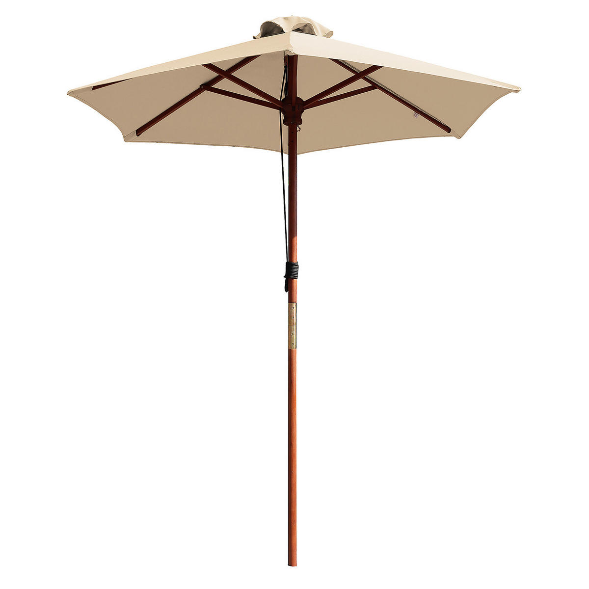 SONNENSCHIRM - Eukalyptus massiv / Polyester - Beige, Holz/Textil (200/200cm) - home24