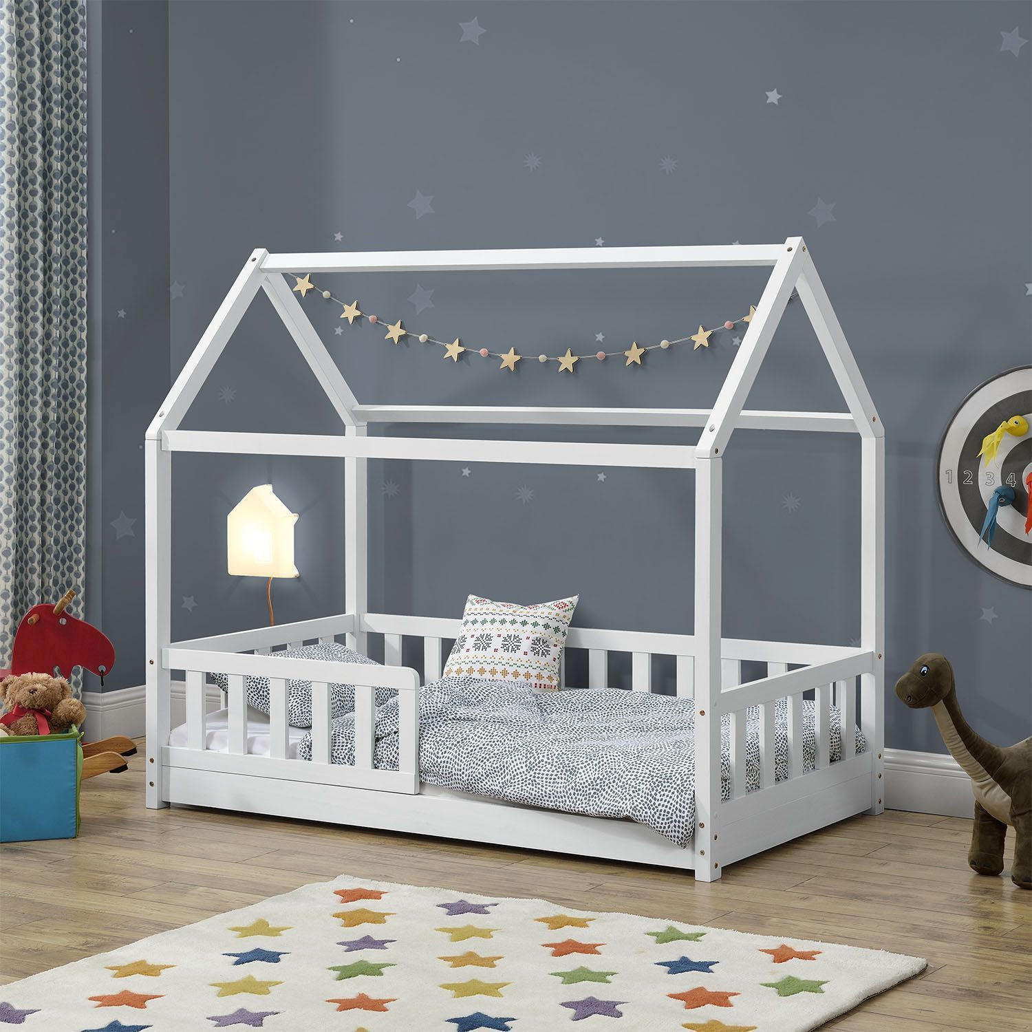KINDERBETT Marli mit Matratze weiß 80x160 cm - Weiß, Holzwerkstoff (80/160cm) - Juskys