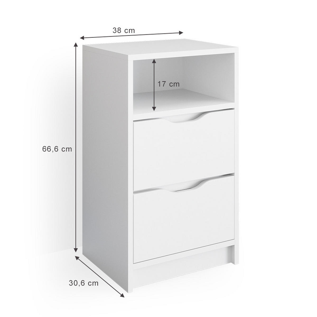 NOČNÍ STOLEK Ruben Bílá - bílá, kompozitní dřevo (38/66.6/30.6cm) - Vicco