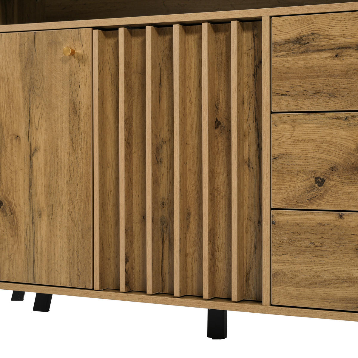 SIDEBOARD DE-37500 120/40/85 cm mit Lamellenfront Dunkle Eiche - Naturfarben, Holzwerkstoff (120/85/40cm) - ComfortXL