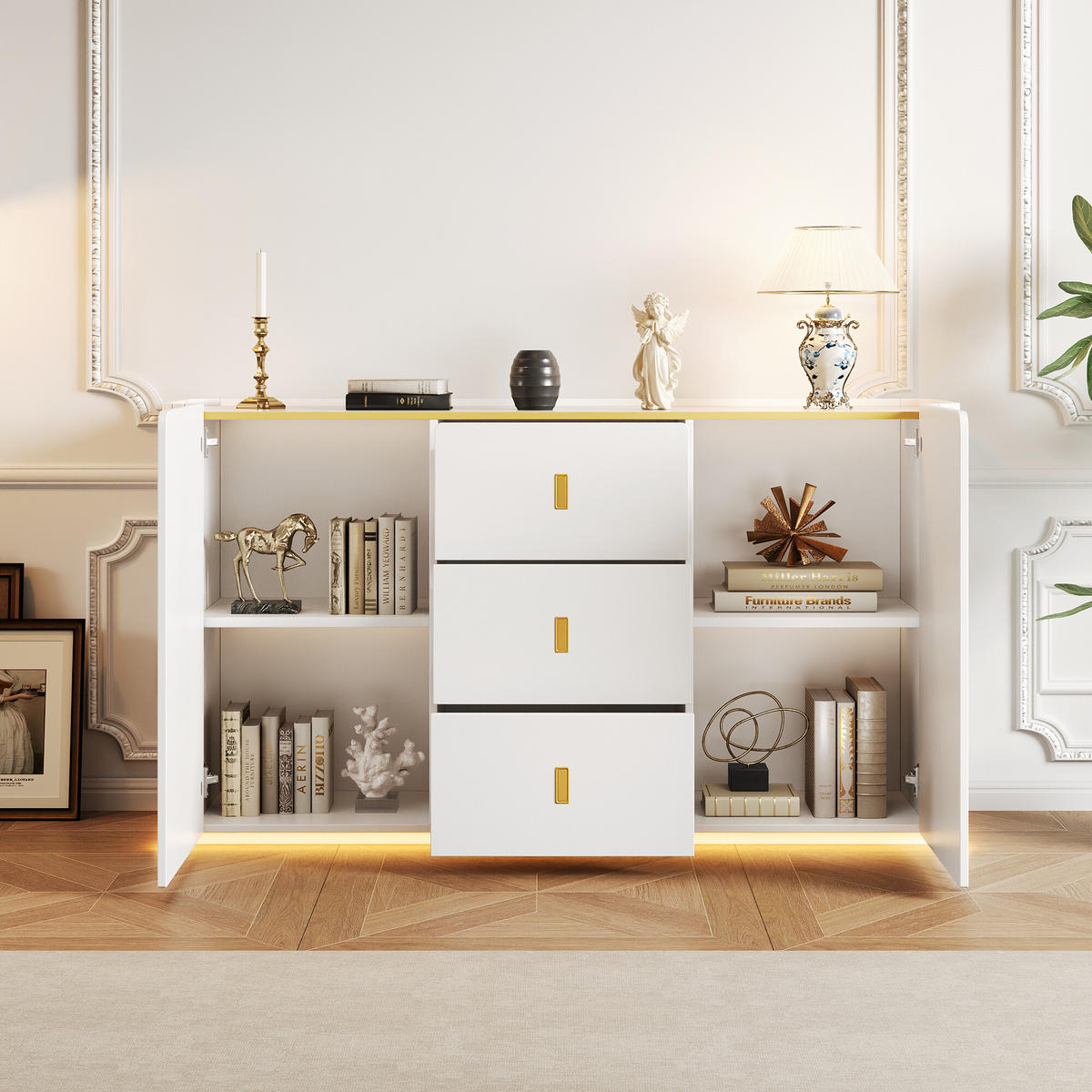 SIDEBOARD Weiß 150/35/80 cm - Weiß, Holzwerkstoff (35/80/150cm) - Urban Meuble