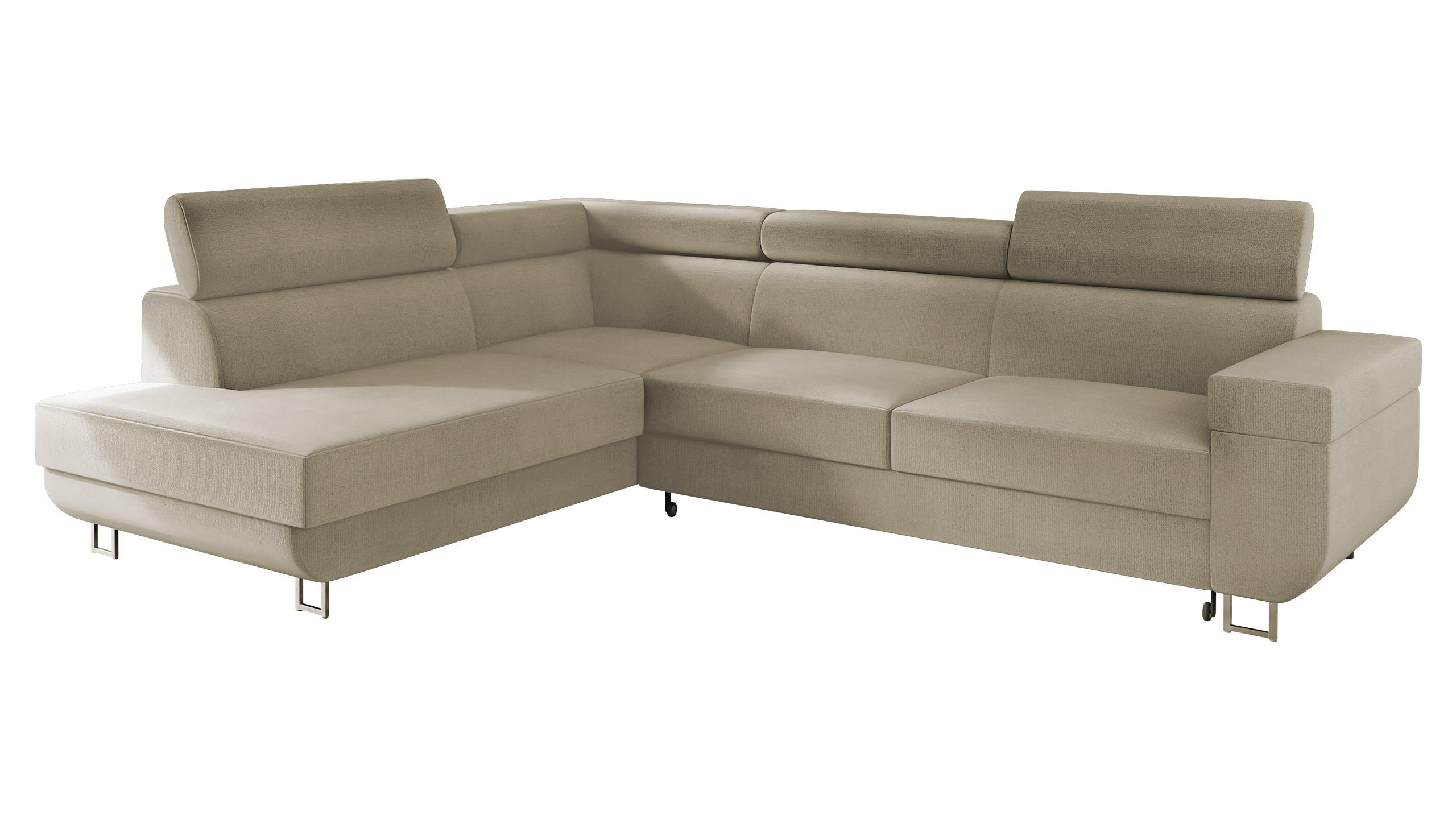 ECKSOFA Fonti, Seite: Links - Beige, Holz/Textil (253/188cm) - MIRJAN24