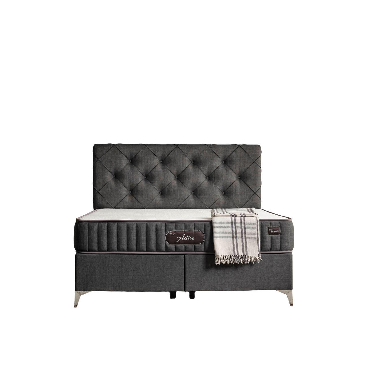 POLSTERBETT-SET Active 140x200 Anthrazit - Bett inkl. Matratze - Anthrazit, Metall (140/200cm) - Villa Möbel