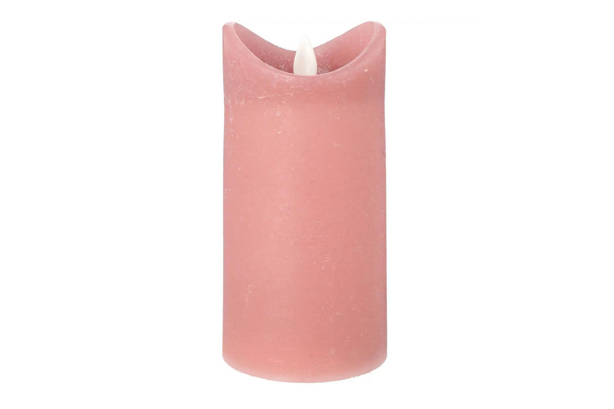 LED-KERZE Ø7,5x15 cm, Rosa - Rosa, Naturmaterialien (7.5/7.5/15cm) - dasmöbelwerk