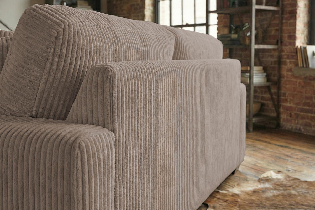 SOFA NETTA Taupe Cord - Taupe/Braun, Birkenholz/Textil (226/90/116cm) - KAWOLA