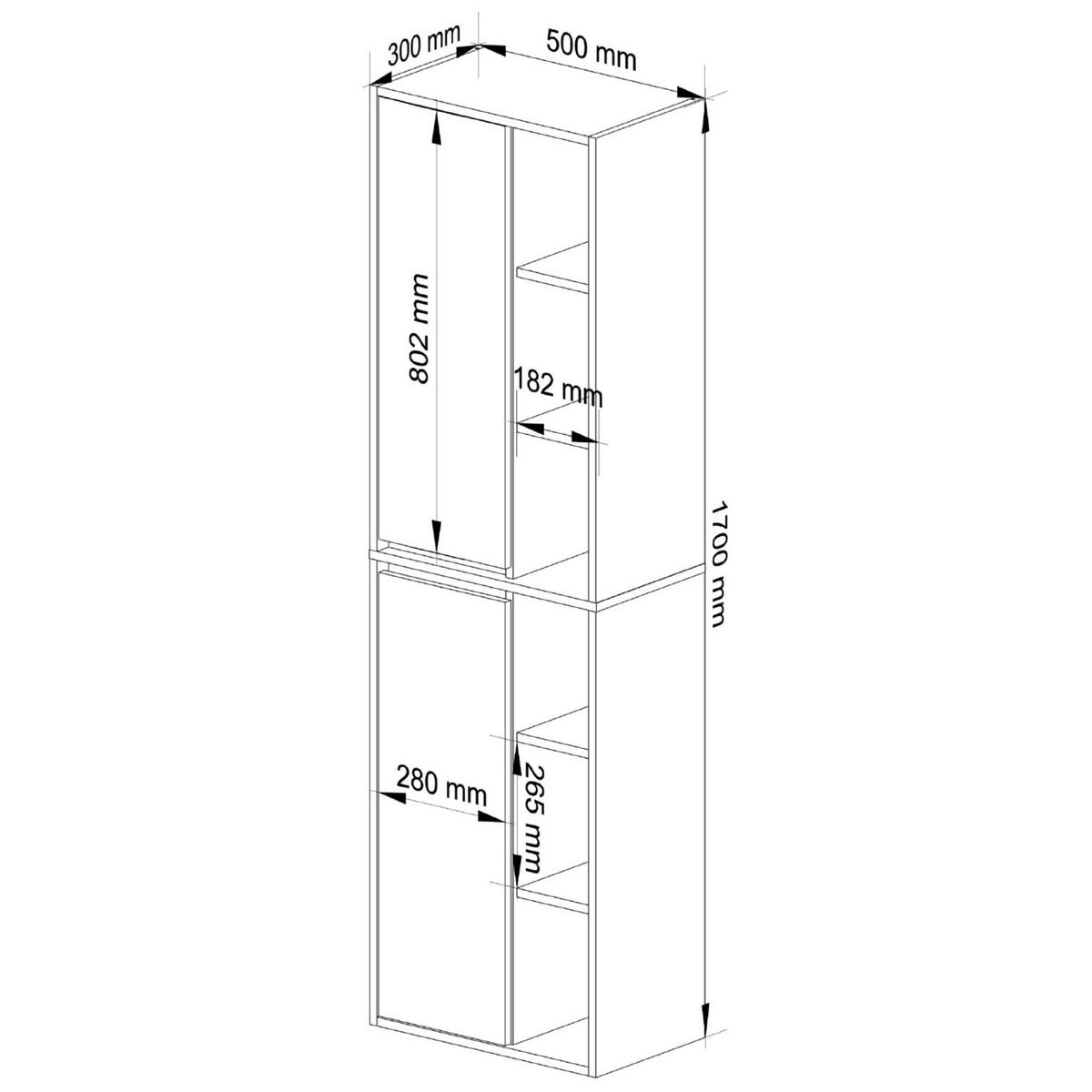 BAD HOCHSCHRANK Vami Weiß, Sonoma Eiche - Weiß/Sonoma Eiche, Holzwerkstoff (50/170/30cm) - Akord