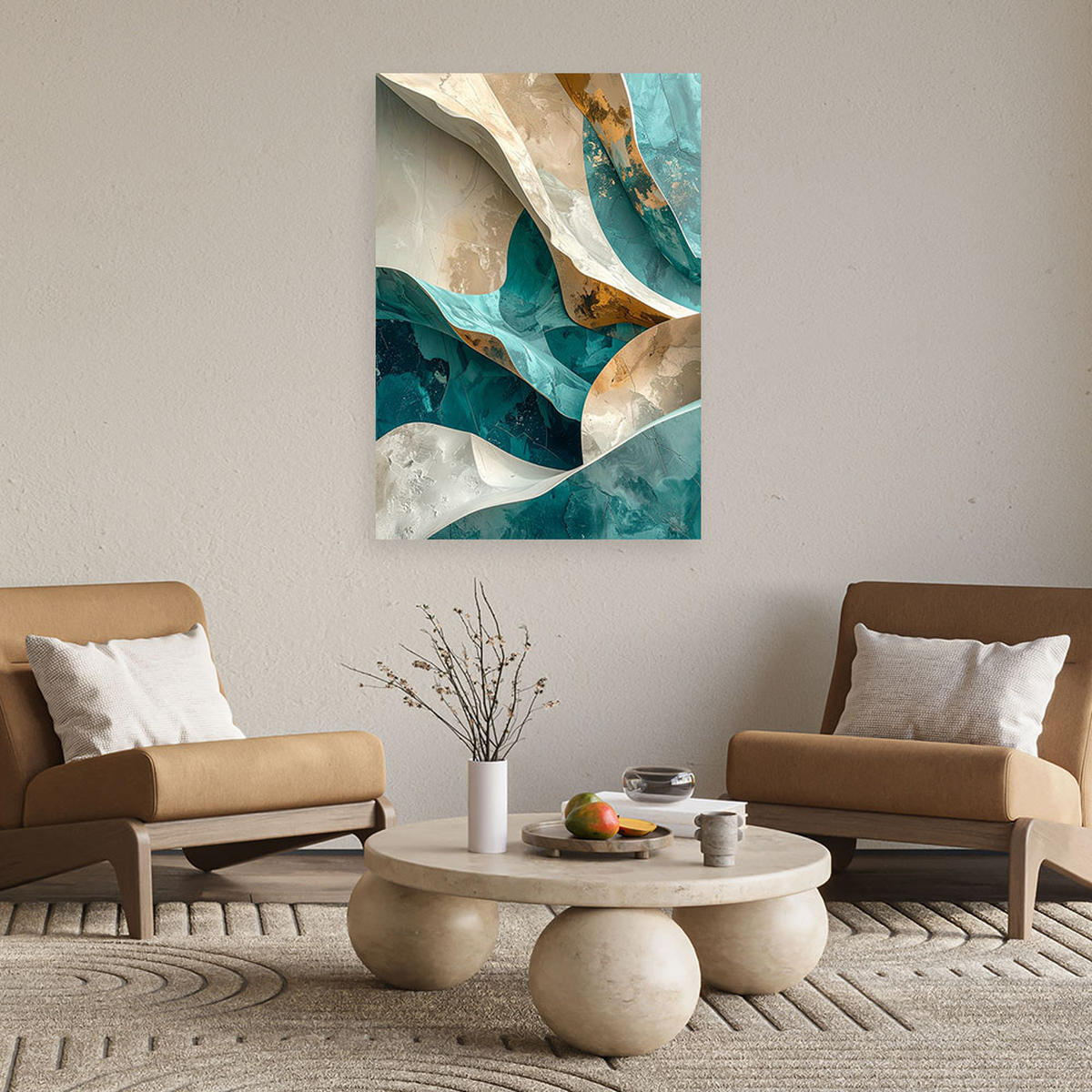 LEINWANDBILD Abstraktion 40x60cm - Türkis, Textil (40/60cm) - Feeby