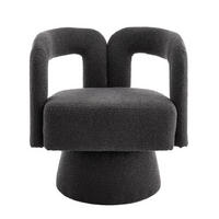 SESSEL Bouclé Dunkelgrau drehbar - Dunkelgrau, Holzwerkstoff/Textil (67/74/54cm) - WISHDOR