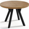 ESSTISCH Twixy runder ausziehbarer, Lancelot Eiche 100-200/100/76 cm - Eichefarben/Schwarz, Holz/Holzwerkstoff (100/100/76cm) - WFL GROUP
