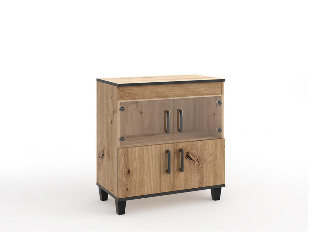 Margaret Hadas24 Vitrine Eiche Artisan, Schwarz 80x90x40 cm