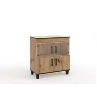 VITRINE Vanessa VI 80 cm mit Glastür und Holzbeine, artisan, schwarz - Schwarz/Eiche Artisan, Holz (80/90/40cm) - Margaret Hadas24