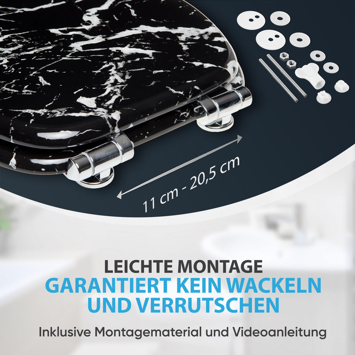 WC-SITZ Absenkautomatik Marmor Schwarz - Schwarz, Holzwerkstoff (38/6/47cm) - Sanilo