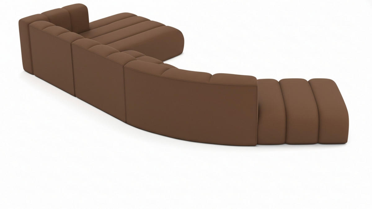 ECKSOFA L-Form GRAND Round, Stoff Salvador, Dunkelbraun, Links - Dunkelbraun, Holz (445/179cm) - Kaiser Möbel