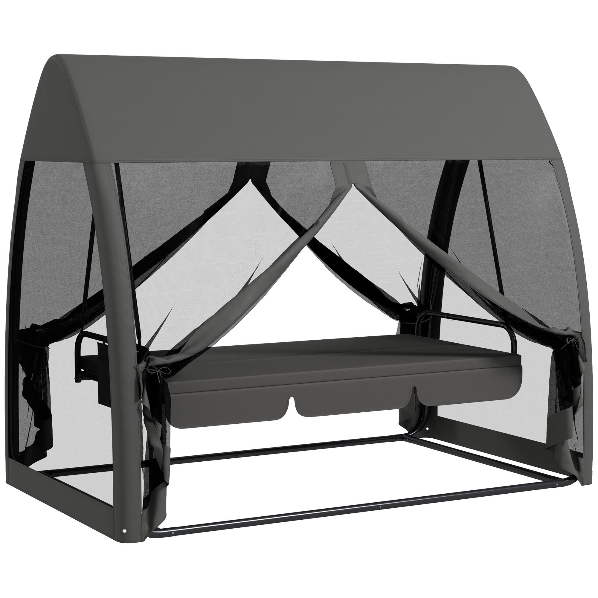 HOLLYWOODSCHAUKEL 3-Sitzer mit Liegefunktion - Grau, Metall (140/197/240cm) - Outsunny