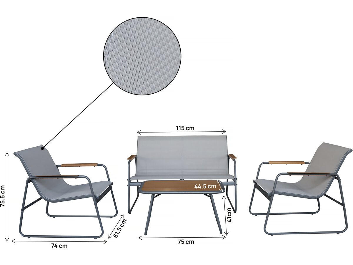 LOUNGEGARNITUR Sparta 4-Sitzer Hellgrau - Grau, Metall - Habitat Garten