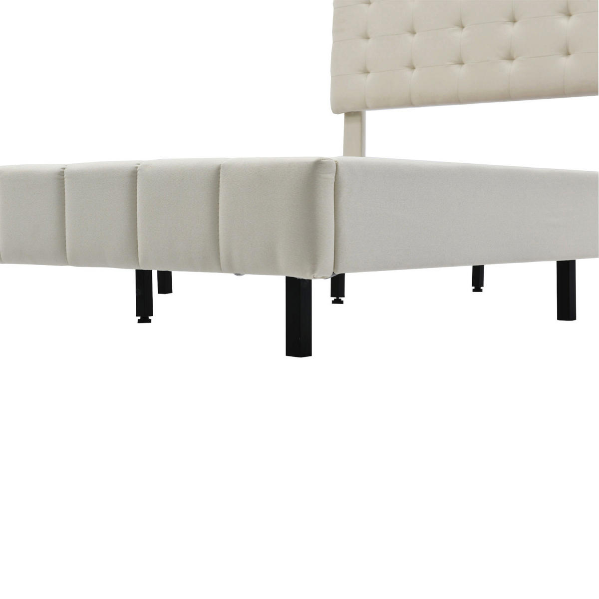 POLSTERBETT 140x200 cm, Beige, mit LED-Beleuchtung & USB - Beige, Textil/Metall (160/200cm)