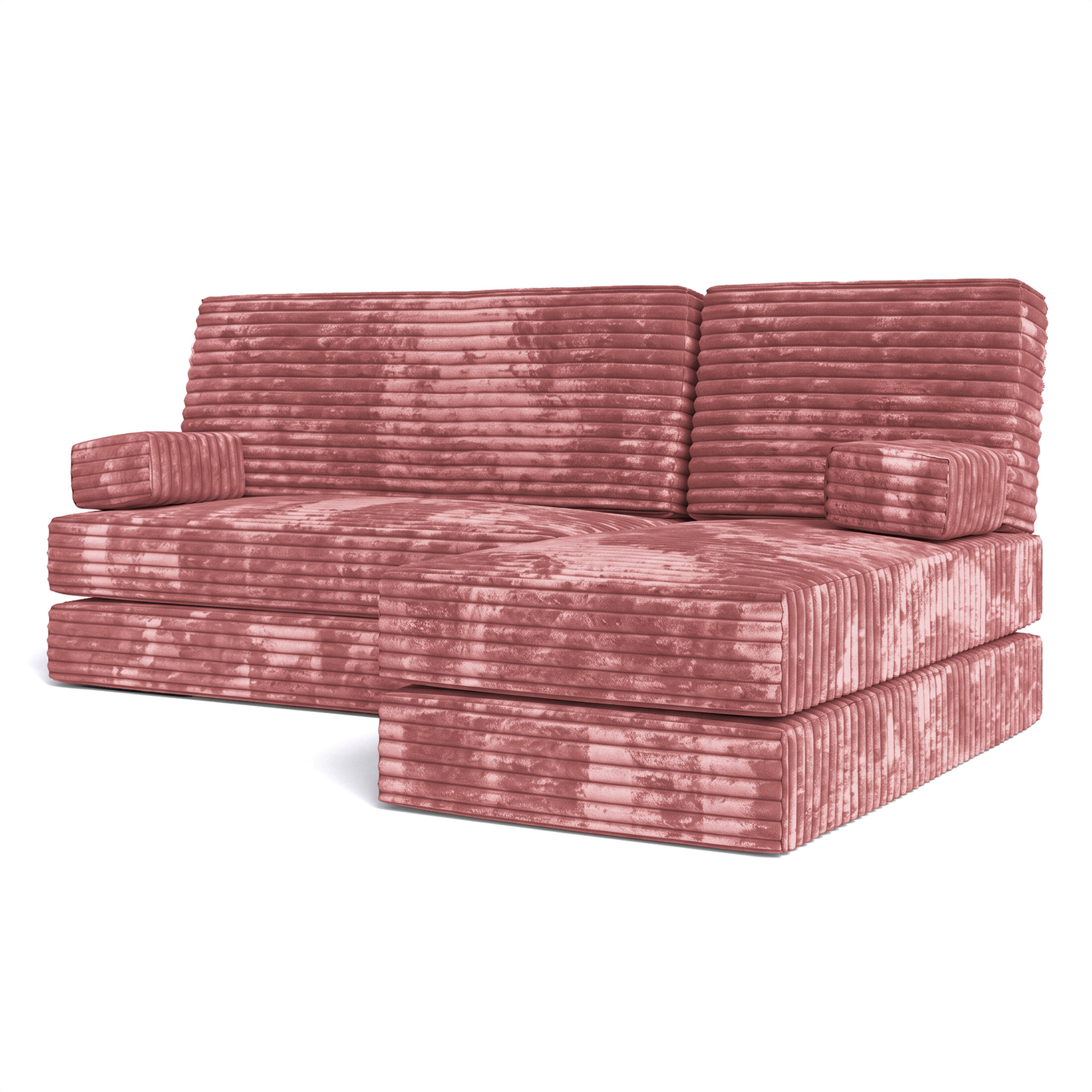 ECKSOFA NOTIA modulares Boneless Sofa mit Schlaffunktion Rosa Kordstoff - Rosa, Textil (200/120cm) - MASSENO