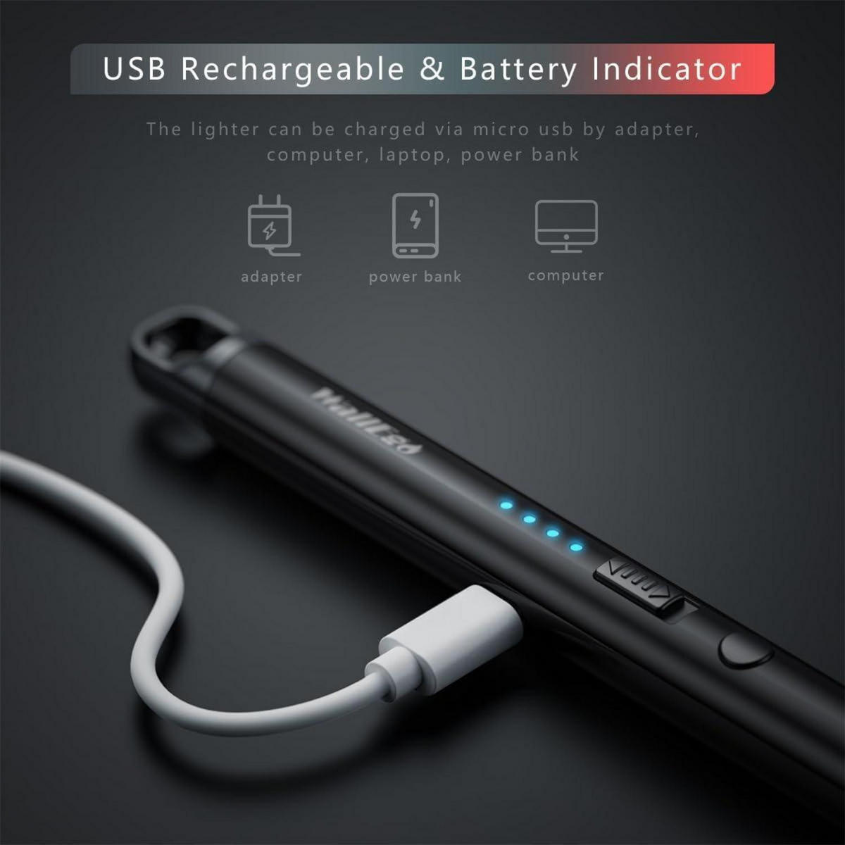 ELEKTRISCHES Feuerzeug 2er Set USB Aufladbar Winddicht Flexibel - Multicolor, Metall (1.5/1.5/22cm)