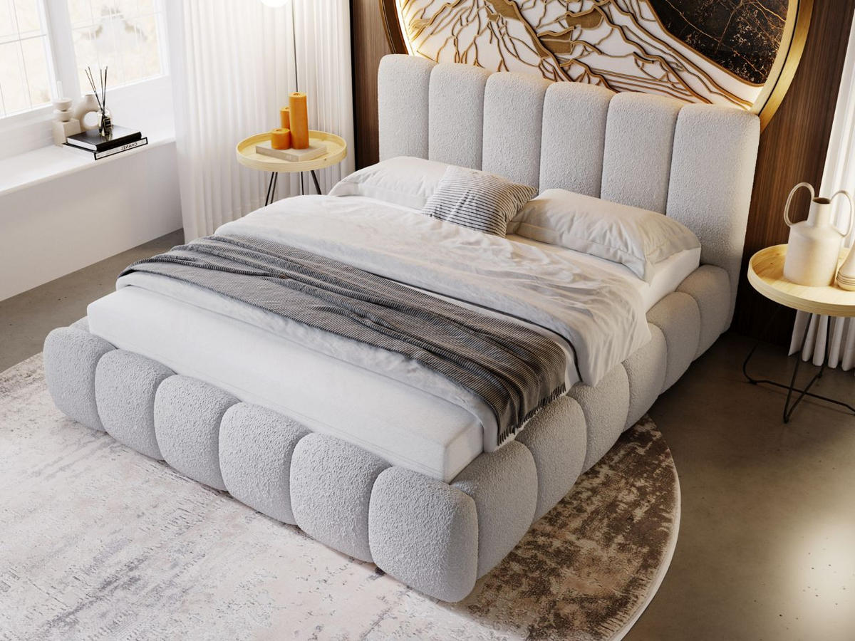 POLSTERBETT Cloud 160x200 Bouclé-Stoff Grau - Grau, Textil (160/200cm) - Graingold