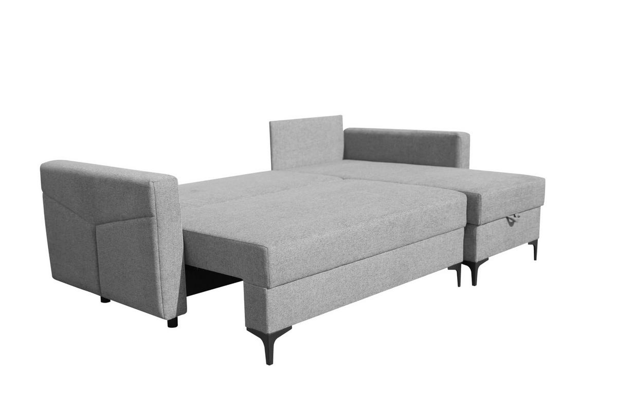 ECKSOFA KAIRO mit Schlaffunktion und Zwei Bettkasten (Grau) - Grau, Textil (230/150cm) - VENASI MÖBEL