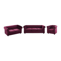 SOFAS 3-Sitzer, 2-Sitzer & Sessel - Samt - Purpur - CHESTERFIELD - Bordeaux, Textil (205/72/88cm) - Vente-Unique