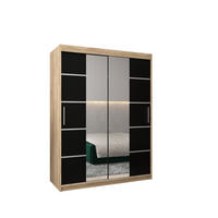 SCHWEBETÜRENSCHRANK 200/150/62 2-türig - Silberfarben/Schwarz, Holz/Kunststoff (150/200/62cm) - MÖBEL KRYSPOL