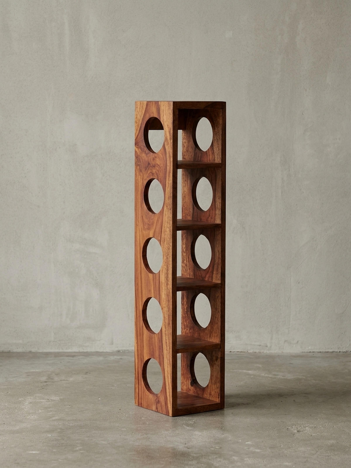 WEINREGAL Massivholz mit 5 Fächern Wandmontage Edelholz-Optik, Braun 15x15x70 cm - Braun, Holz (15/70/15cm) - KADIMA DESIGN