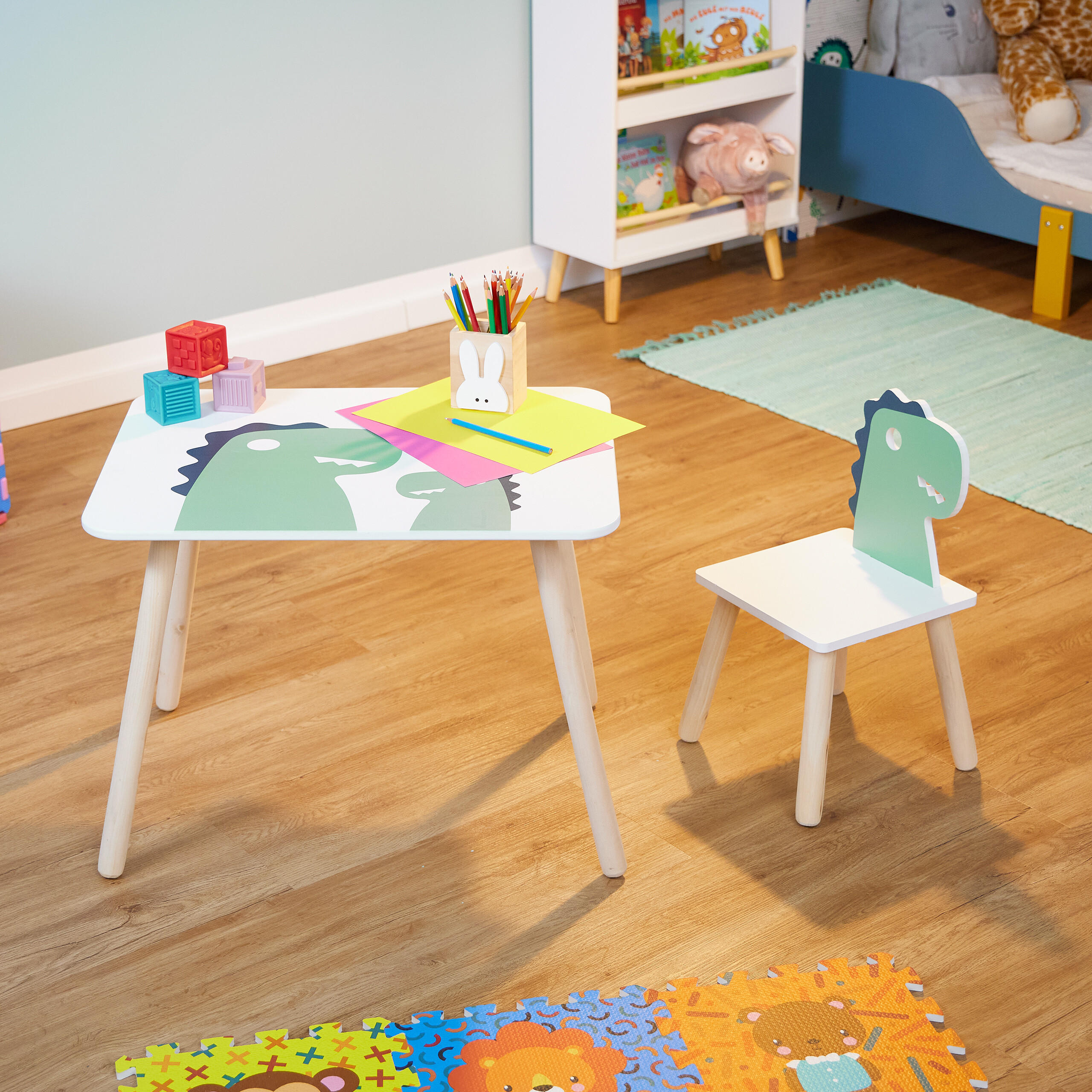 2-TLG.KINDERSITZGRUPPE - Multicolor, Holz/Holzwerkstoff (60/45/45cm) - Relaxdays
