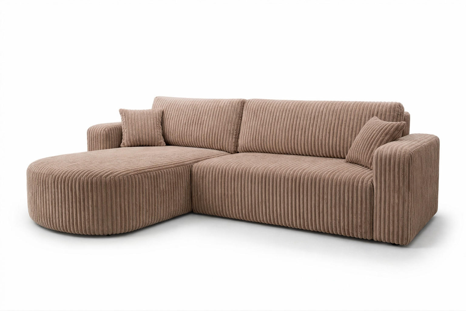 Kaiser Möbel ROHOVÁ SEDAČKA s funkcí spaní, manšestrová tkanina Tilia, Hnědá, Levá strana, ROUND ONE XL