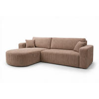 ECKSOFA Mit Schlaffunktion, Cordstoff Tilia, Braun, Links, ROUND ONE XL - Braun, Holz (271/175cm) - Kaiser Möbel