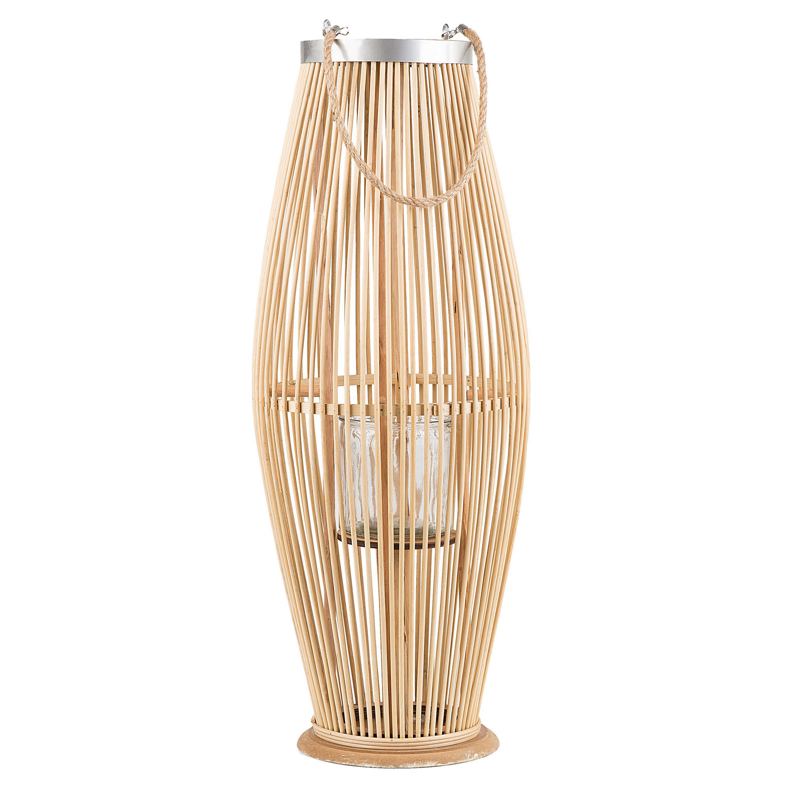 LATERNE Heller Holzfarbton Tahiti - Hellbraun, Holz (27/72/27cm) - Beliani