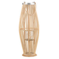 LATERNE Heller Holzfarbton Tahiti - Hellbraun, Holz (27/72/27cm) - Beliani