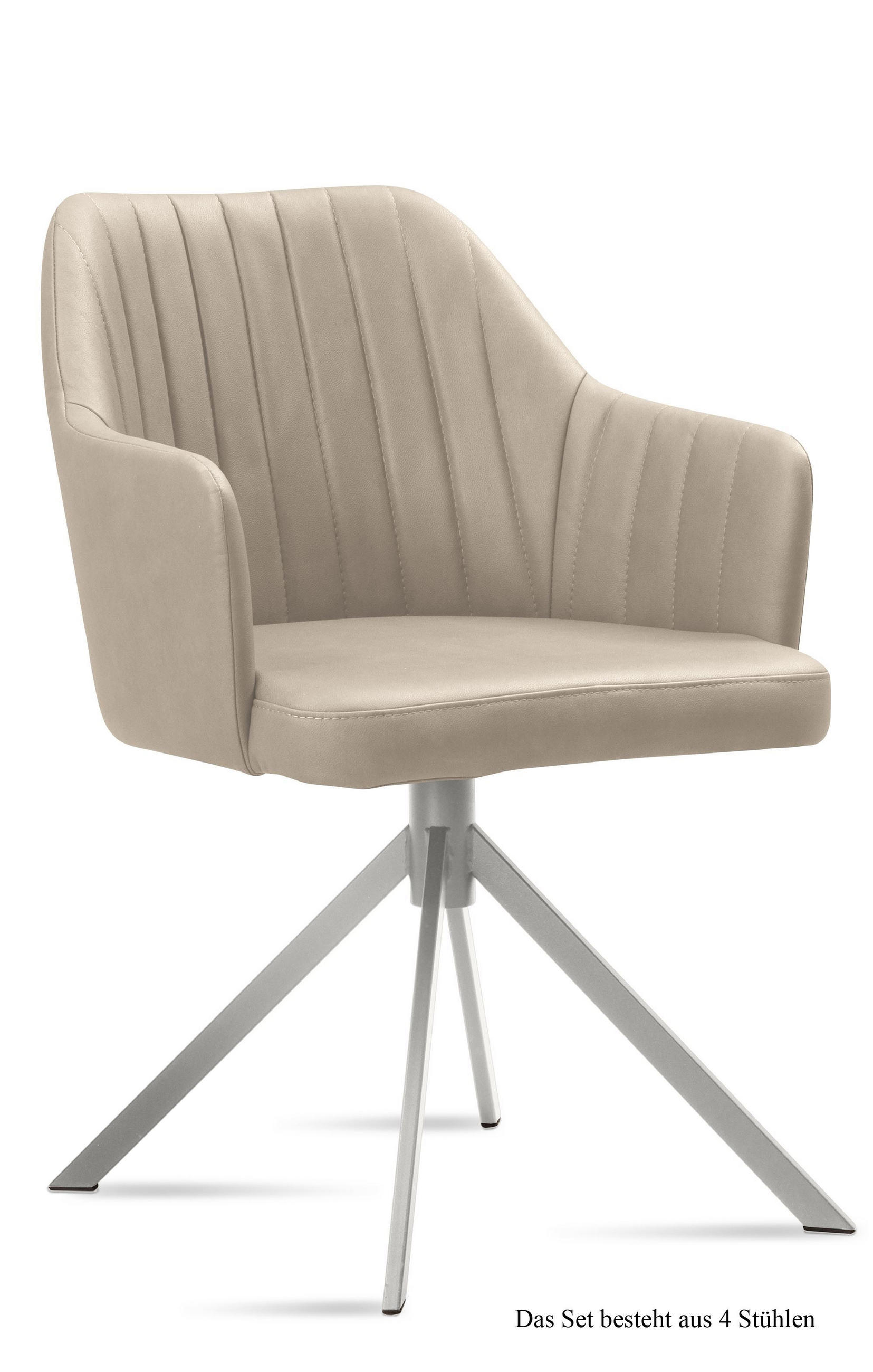 ARMLEHNSTUHL (4er-Set) Dorthe 58x81x60 Edelstahl/Natur - Edelstahlfarben/Naturfarben, Kunststoff (60/81/58cm) - 58aufmkessel