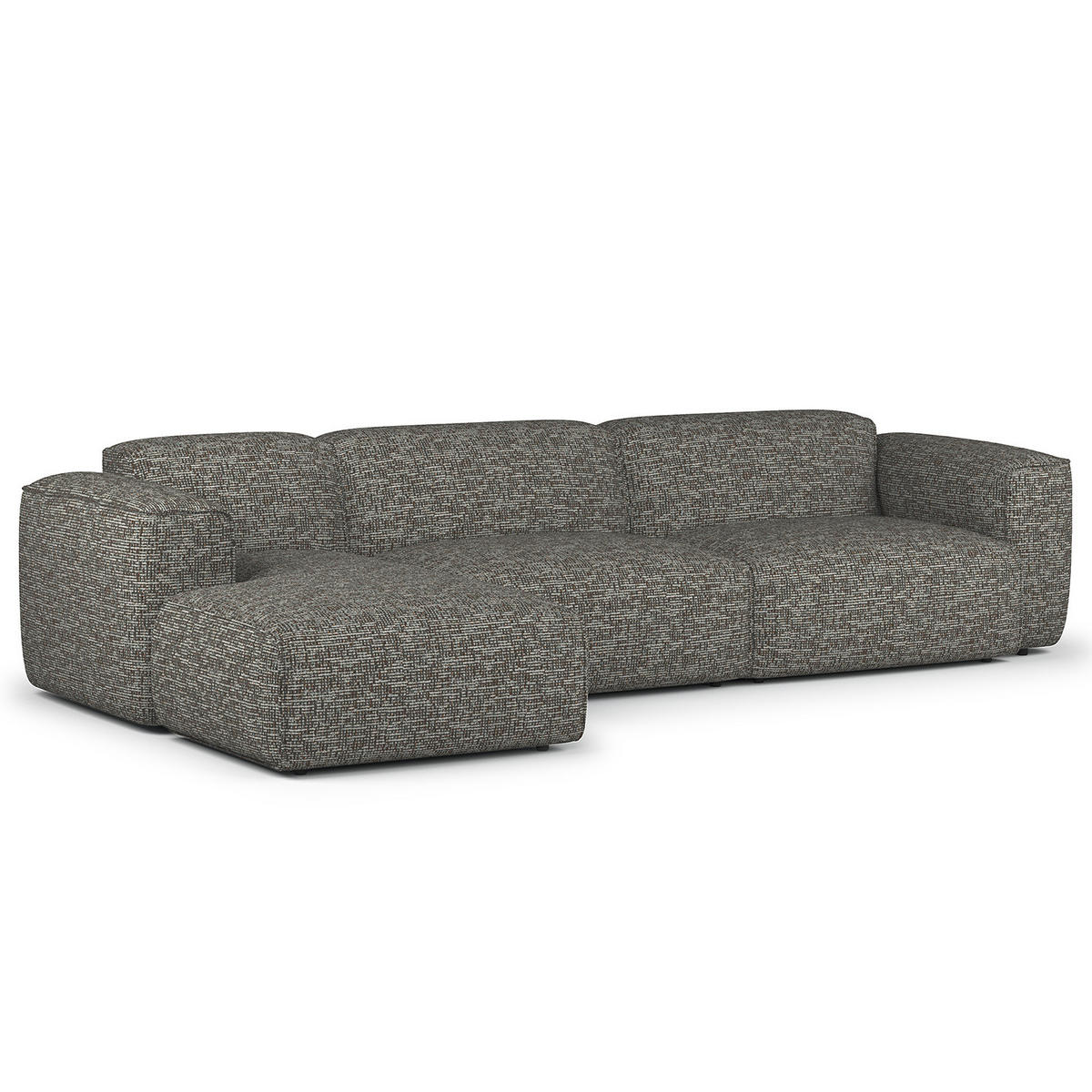 3-SITZER ECKSOFA mit Longchair - Schwarz/Grau, Kunststoff/Textil (317/173cm) - home24