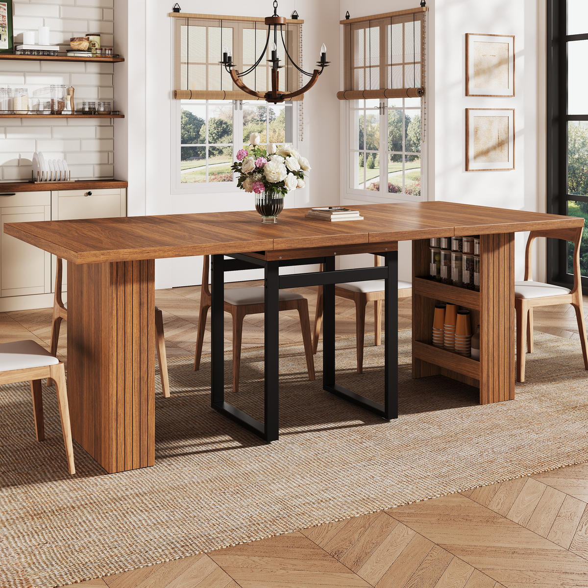 ESSTISCH ausziehbar 120-200/80/78 cm mit Staufach DE-39648 Dunkelbraun - Dunkelbraun, Holzwerkstoff (80/200/78cm) - ComfortXL