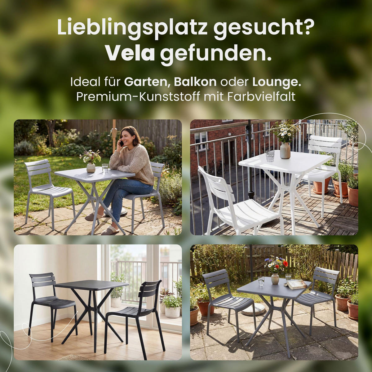 GARTENSITZGRUPPE 2 Kunststoff Dunkelgrau - Dunkelgrau, Kunststoff - CLP