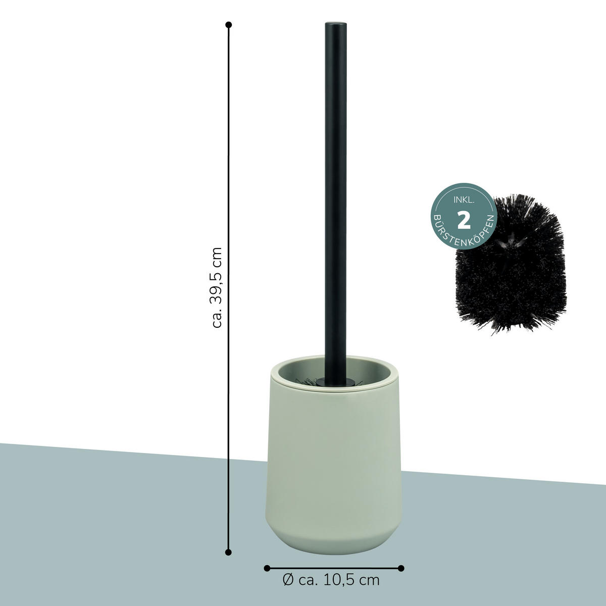 WC-GARNITUR TESERO, Kunststoff, salbei - Salbeigrün, Kunststoff (10.5/39.5/10.5cm) - eluno