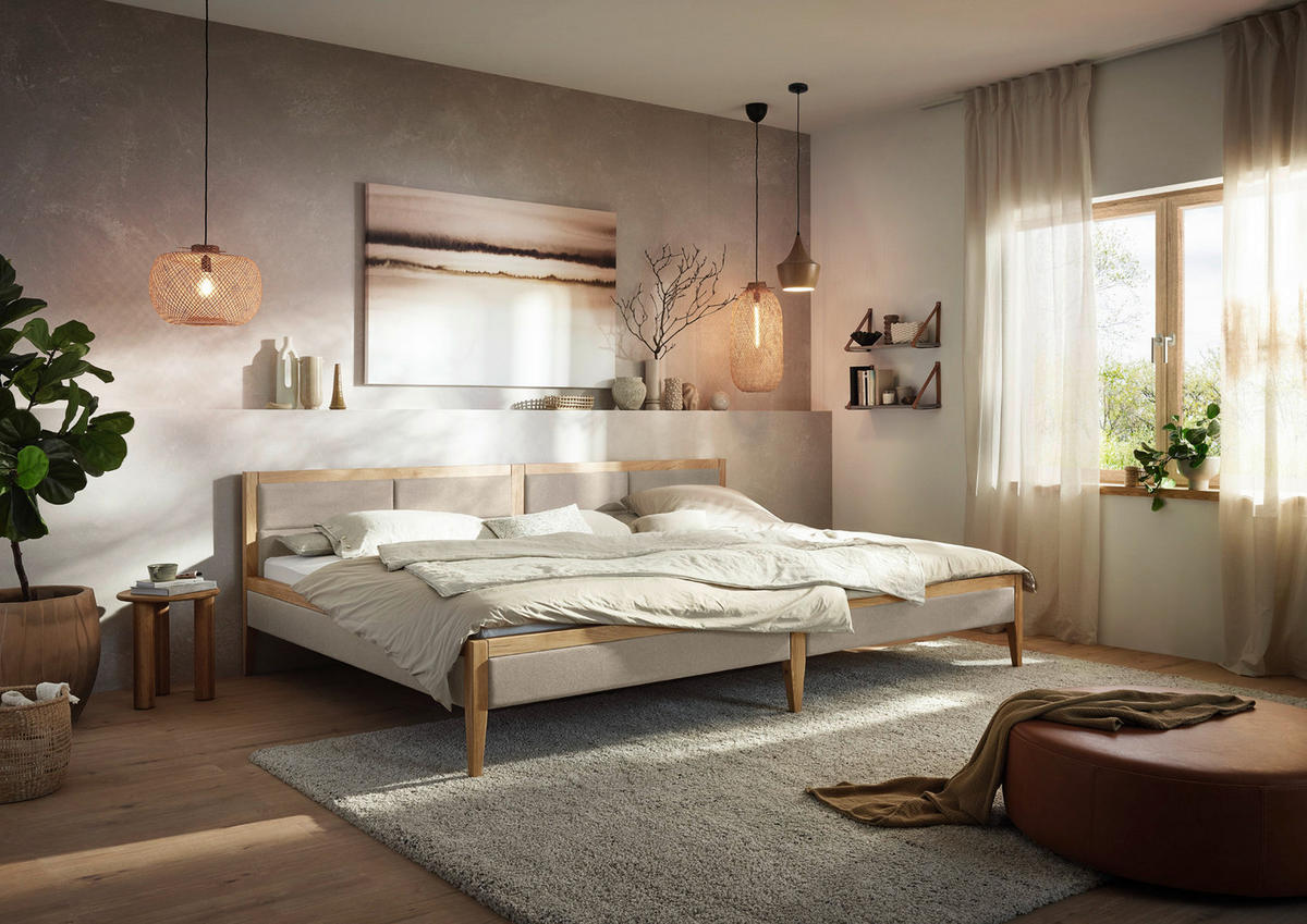 FAMILIENBETT FORMA - Taupe/Wildeiche, Holz (270/200cm) - Ecolignum