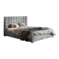 POLSTERBETT 180x200 mit Bettkasten Noris, Samtstoff, Grau - Hellgrau, Holz/Textil (180/200cm) - Emporius