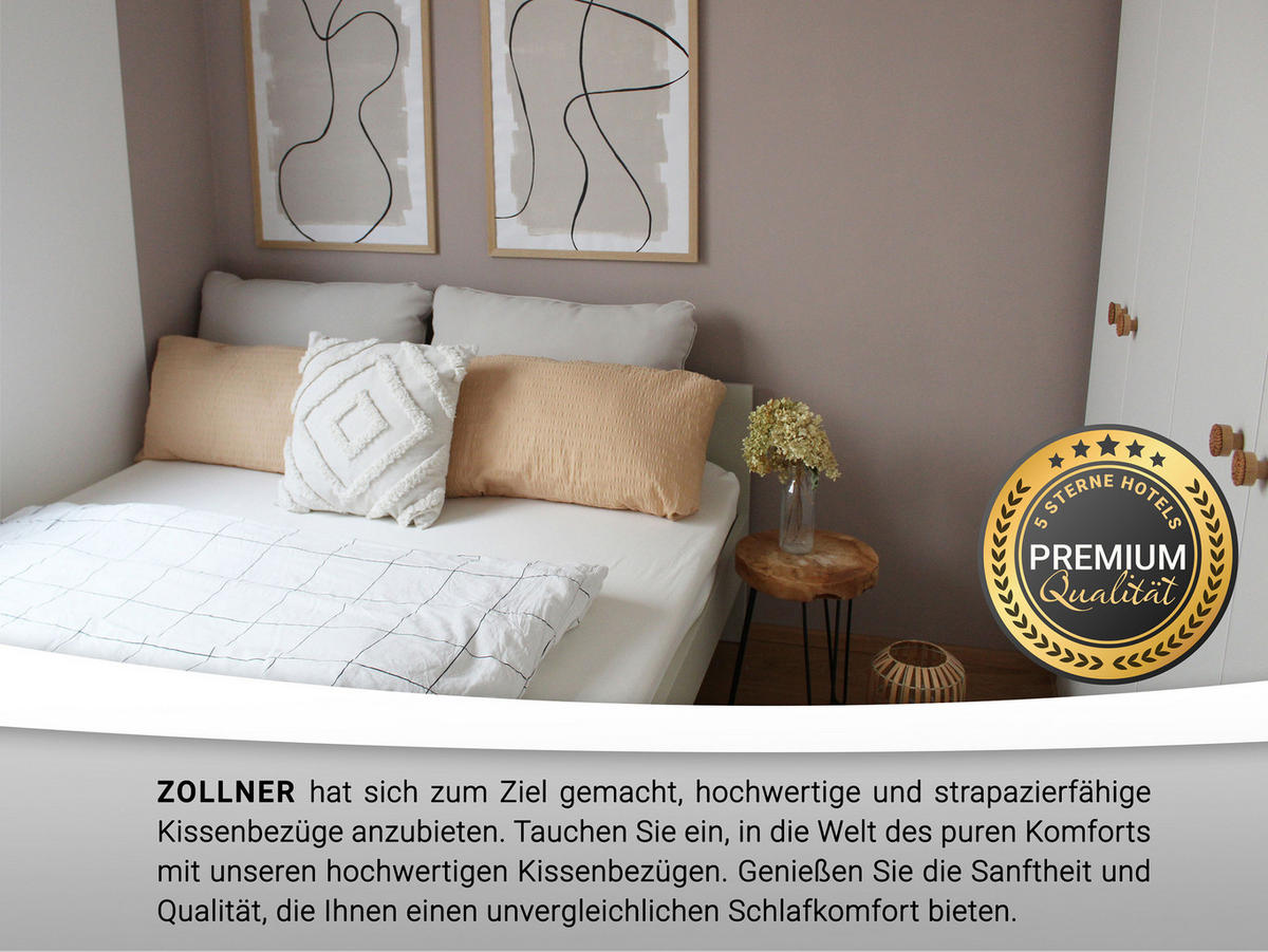 KISSENBEZUG, 2er-Set, 40x80 cm, 100% Baumwolle, Braun - Hellbraun, Textil (40/80cm) - Zollner