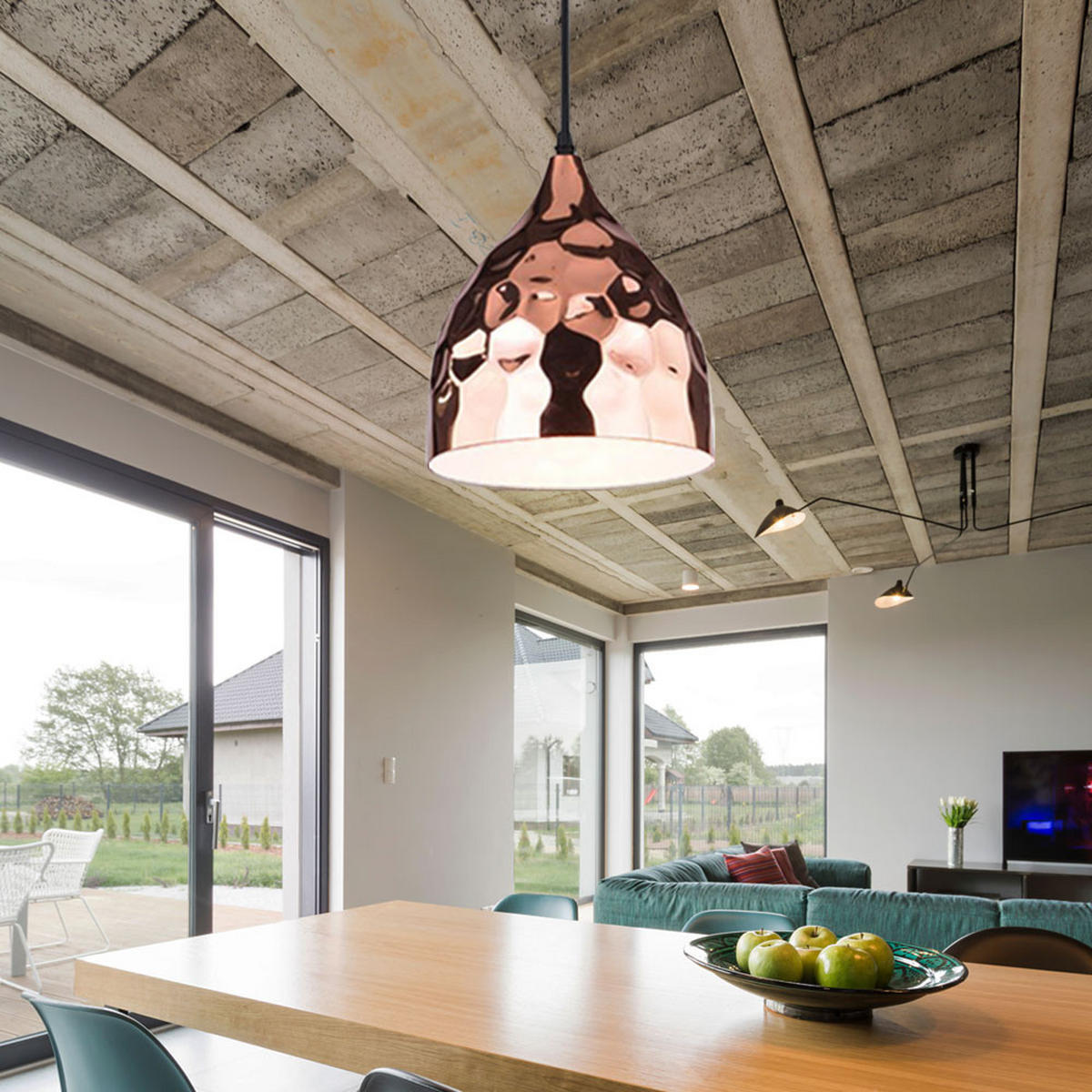 HÄNGELEUCHTE Metall Beige Hammerschlag - Beige, Metall (17/100/22.5cm)