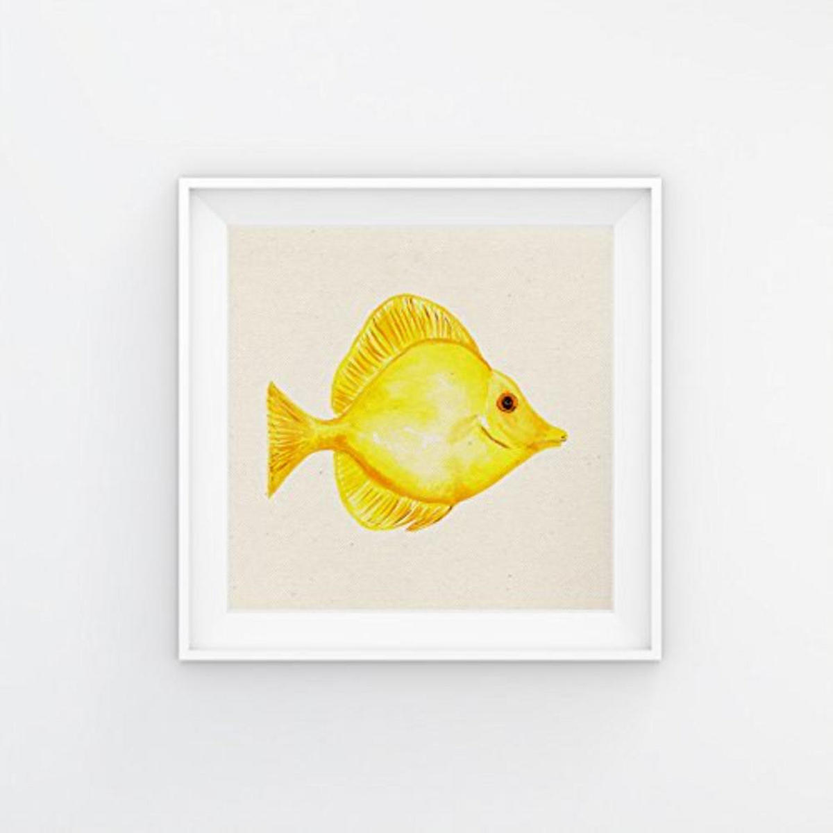 POSTER Set mit 4 Aquarell tropischen Fischen und Meeresleben 15x15 cm Schwarzer Rahmen - Schwarz, Papier (15/3cm) - Nacnic