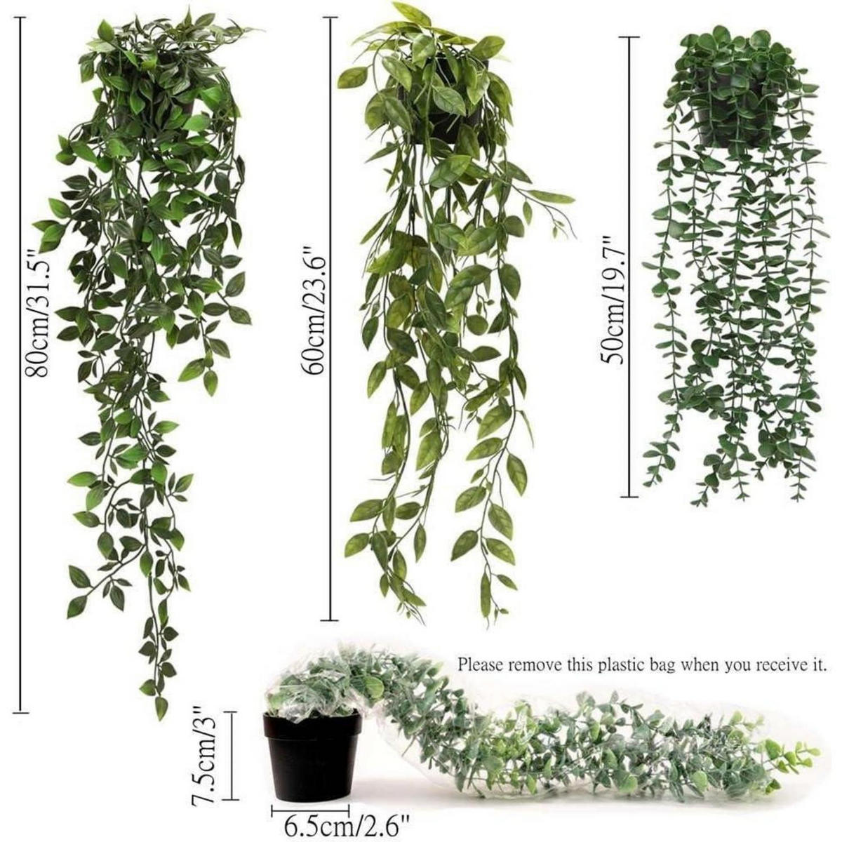 KÜNSTLICHE Hängepflanzen 3er Set Eukalyptus Grün - Grün, Kunststoff (19.1cm)