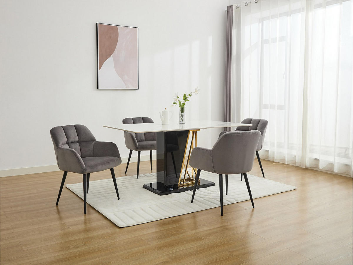 STUHL 6er-Set - Samt & Metall - Grau - PEGA - Grau, Textil (62/78/58.5cm) - Pascal Morabito