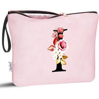 KULTURBEUTEL mit Initialen "I" und Blumenprint Rosa - Rosa, Textil (5/16/24cm)