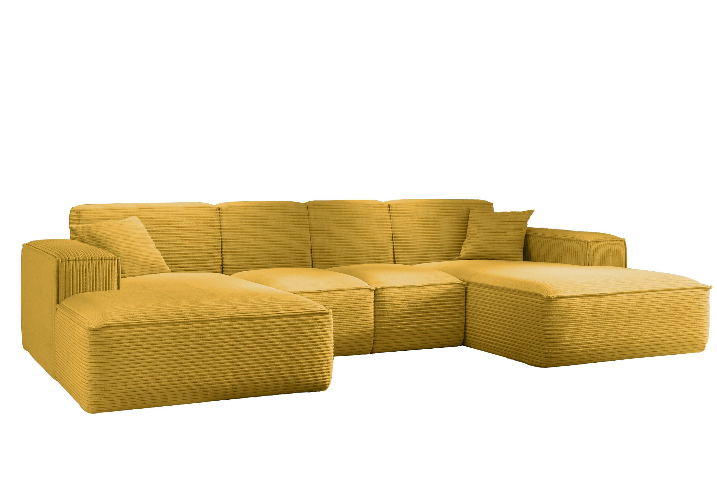 ECKSOFA, Eckcouch U form, Wohnzimmer Couch Large 342cm SIENA stoff Poso Gelb - Gelb, Holz/Textil (344/165cm) - Kaiser Möbel