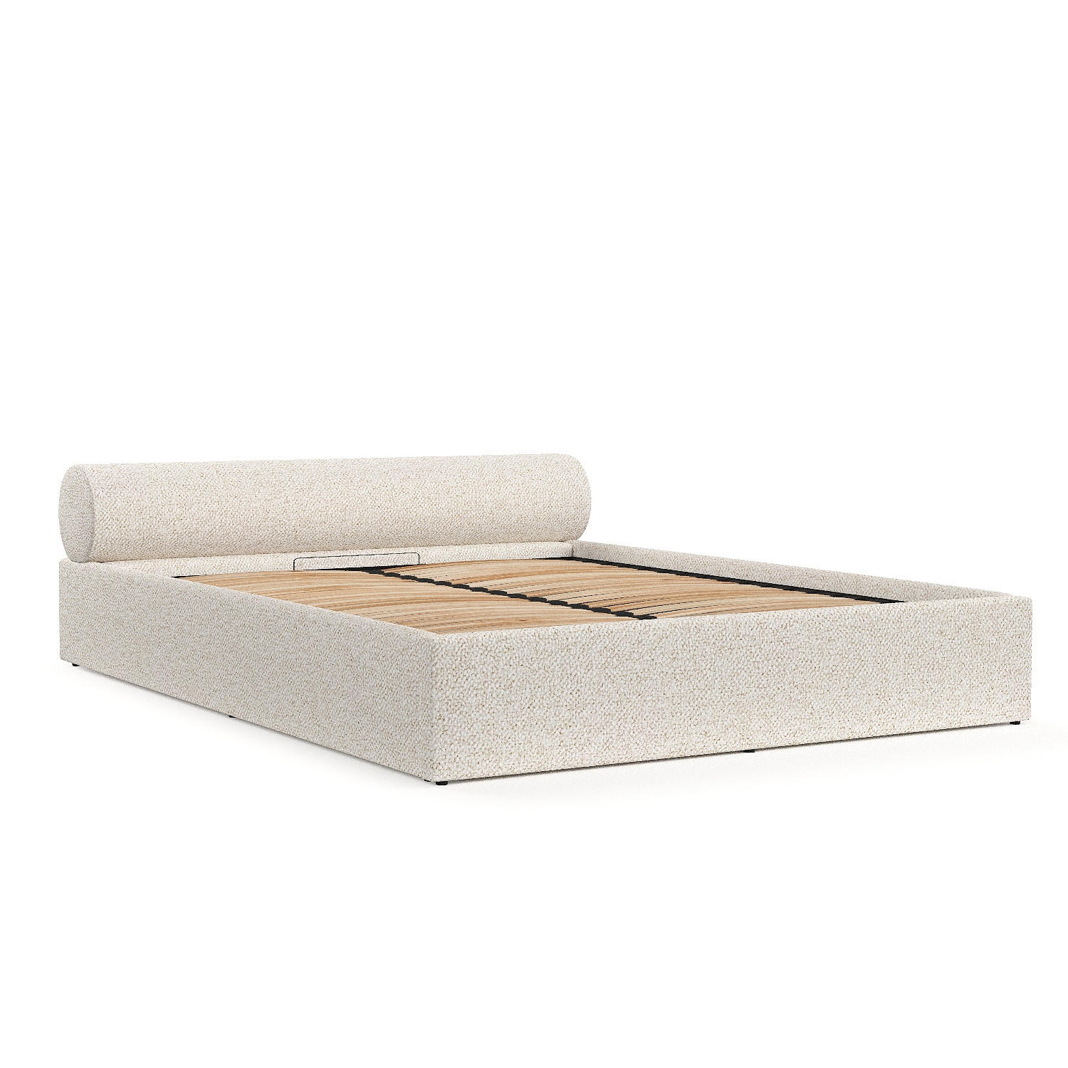 POLSTERBETT Solvo mit Stauraum 200/200 cm Creme im Blur Stoff - Creme/Schwarz, Holz/Holzwerkstoff (200/200cm) - AltaBeds