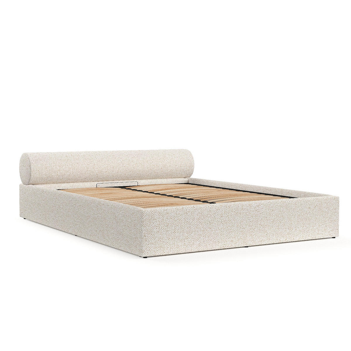 POLSTERBETT Solvo mit Stauraum 140/200 cm Creme im Blur Stoff - Creme/Schwarz, Holz/Holzwerkstoff (140/200cm) - AltaBeds