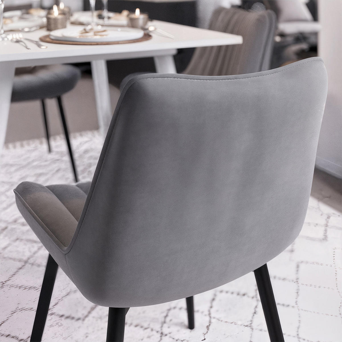 ESSZIMMERSTUHL Ravlo, Grau/Schwarz, 51 x 57 cm 4er Set - Schwarz/Grau, Textil (51/82/57cm) - Vicco