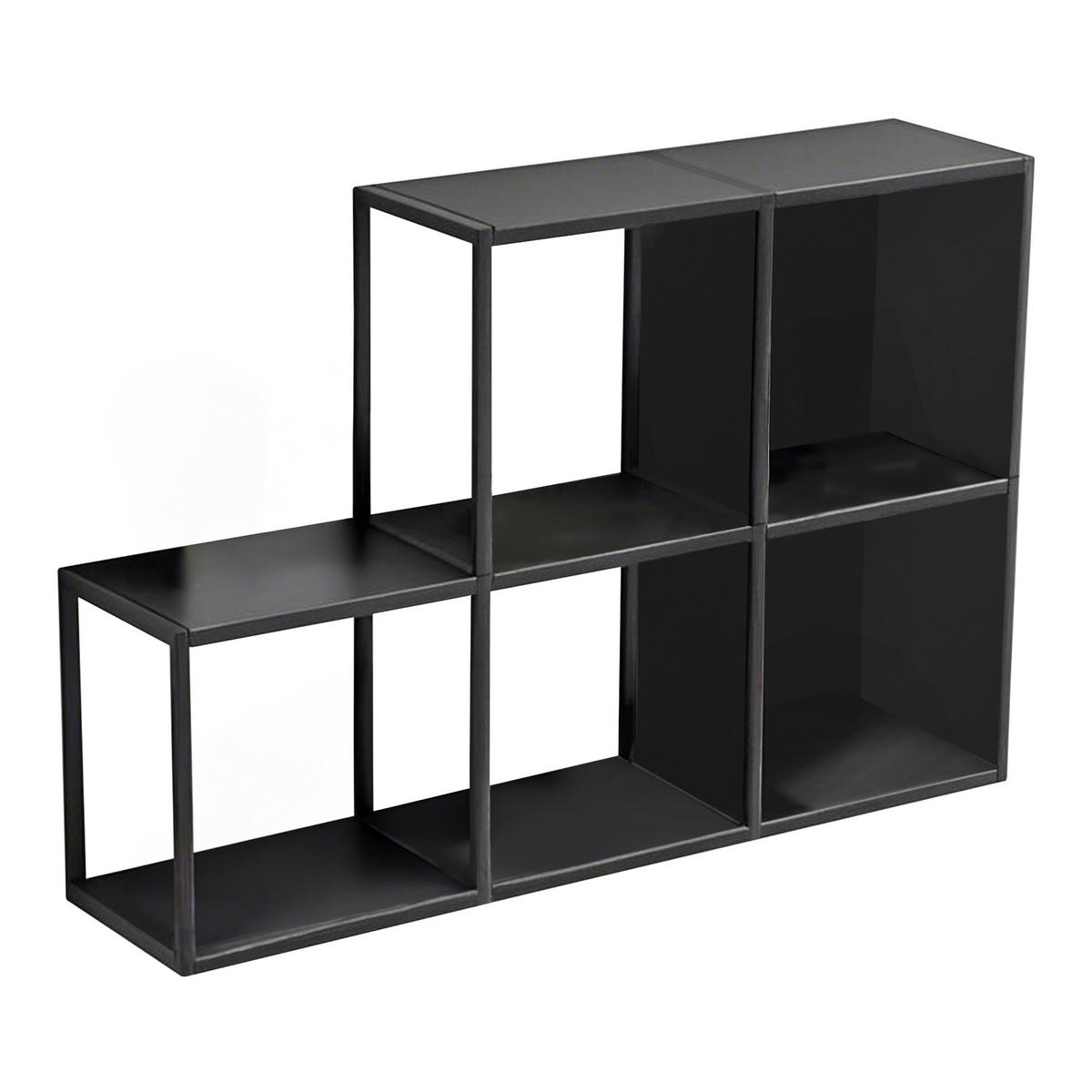 WANDREGAL-SET 5 TLG. Nostened - Schwarz, Metall (27.5/27.5/20cm) - [en.casa]